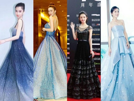 穿星空長裙顯瘦又能美成仙？look下楊穎呂佳容趙麗穎佟麗婭就知道