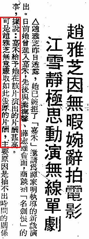 發錢寒 電影巨星趙雅芝