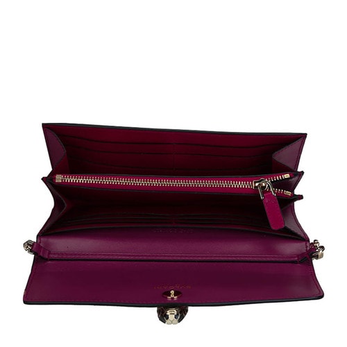 BVLGARI/寶格麗 長款女士SERPENTI小牛皮翻蓋鏈條錢包 281317 瑪瑙樹莓