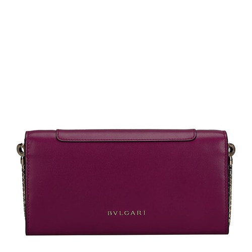 BVLGARI/寶格麗 長款女士SERPENTI小牛皮翻蓋鏈條錢包 281317 瑪瑙樹莓