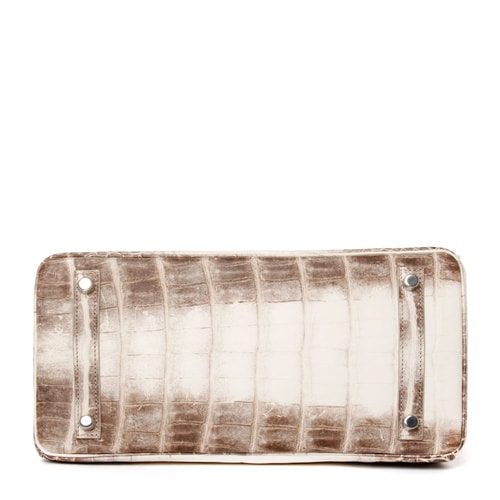 HERMES/愛馬仕 Birkin30 喜馬拉雅白 鱷魚皮 女士銀扣手提包